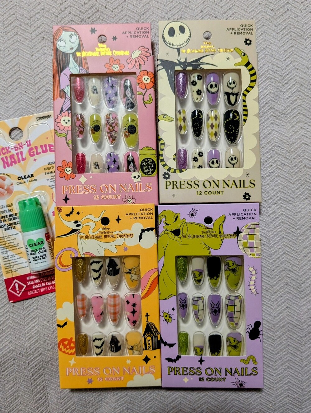 Nightmare Before Christmas Press-On Nails - 4 Sets + Nail Glue